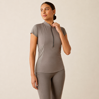 Camiseta de equitación Beisite versátil, de tejido reciclado de alto rendimiento, con mangas cortas, laterales de malla, transpirable y con protección solar.