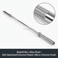 Barre d'haltères olympique en acier allié chromé avec poignée moletée CNC et manchon rotatif 20 kg, personnalisable OEM pour musculation en salle de sport