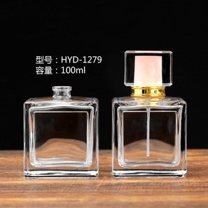 Flacon de parfum vide en verre rectangulaire transparent fantaisie de 100 ml, vente en gros d'usine, flacon de parfum en verre - Product Image 2