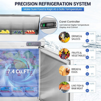 Comptoir de préparation réfrigéré pour cuisine de restaurant commercial avec contrôle numérique de la température et design compact