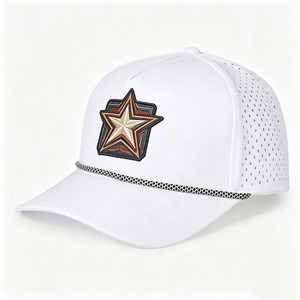 Hip Hop Style 6 Panel <b>Flat</b> Bill Breathable Water Resistant Laser Cut Hole Perforated Performance Gorras Snapback Cap <b>Hat</b> - Product Image 3