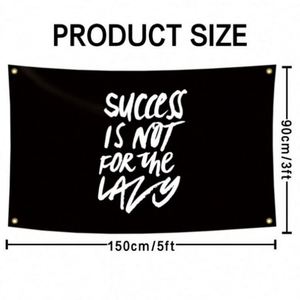 ขายส่งธงขนาด 3x5 ฟุต (90x150 ซม.) ผ้าพรีเมียม พิมพ์ลายดิจิทัล "ความสำเร็จไม่ได้เกิดขึ้นง่ายๆ" - Product Image 5