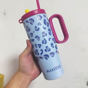 Insulated Travel Car <b>Macaron</b> Handle Tumbler 24oz 720ml Mug Lid Straw Anti-Slip Custom ODM OEM Pastel Tone - Product Image 5