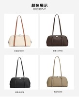 Tas Tote Wanita Kulit Asli Warna Solid dengan Ritsleting, Tas Selempang Bahu Model Sederhana Terbaru 2026