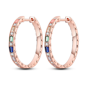 Pendiente de plata 925 Popular nuevo con logotipo Original de alta calidad para mujer Pendiente de circón de oro rosa de aro Original - Product Image 5