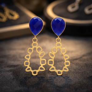 Boucles d'oreilles créoles en laiton faites à la main avec pierres précieuses, plaquées rhodium et zircon, tendance et à la mode - Product Image 3