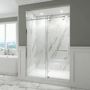 North America Hot Selling Hotel Project Brass Roller Sliding Glass Shower Doors
