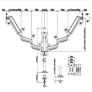 Support triple <span class=keywords><strong>moniteur</strong></span> <span class=keywords><strong>HUANUO</strong></span> pour écrans <span class=keywords><strong>de</strong></span> 17 à 32 pouces, réglage, pivotement, inclinaison, rotation, en acier allié noir, chaque <span class=keywords><strong>bras</strong></span> peut supporter - Product Image 4