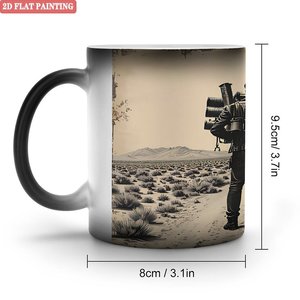 Mug de pique-nique d'extérieur en céramique noir givré 11oz, tasse à changement de couleur activée par la chaleur - Product Image 2