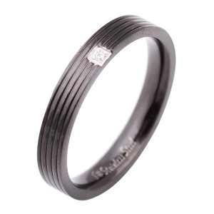 Stainless Steel Black <b>Ring</b> With Diamond Bezel Setting Geometric Design For <b>Couple</b> Gift - Product Image 4