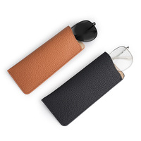 Étui à lunettes en cuir véritable pleine fleur, mini pochette fine pour femmes, étui créatif pour lunettes de vue et de soleil – Vente en gros