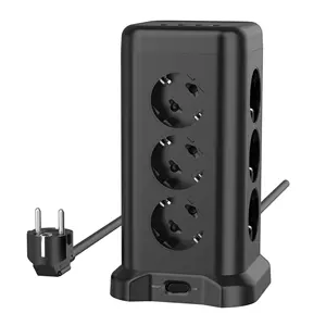 Type F Tower Extension Board Power Strip With USB 12 Way Outlet Extension