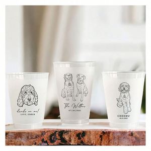 Vasos de Plástico Esmerilados Personalizados para Mascotas, Ecológicos, Reutilizables, Decoración para Fiestas de Boda, Vasos Personalizados para Perros para Bodas - Product Image 1