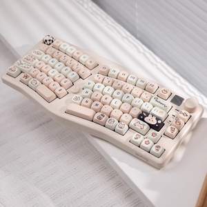 คีย์บอร์ดกลไก Alice หลายรุ่น คีย์แคปการ์ตูน A75-Triple Mode คีย์บอร์ดแบบแยกส่วนตามหลักสรีรศาสตร์ สำหรับสาวๆ ใช้ในออฟฟิศ - Product Image 6