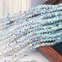 Manik-manik Kristal Kaca Bening Berkilau Berlapis AB 4mm 6mm 8mm Grosir, Manik-manik Kristal Kaca Rondelle Bersegi untuk Pembuatan Perhiasan