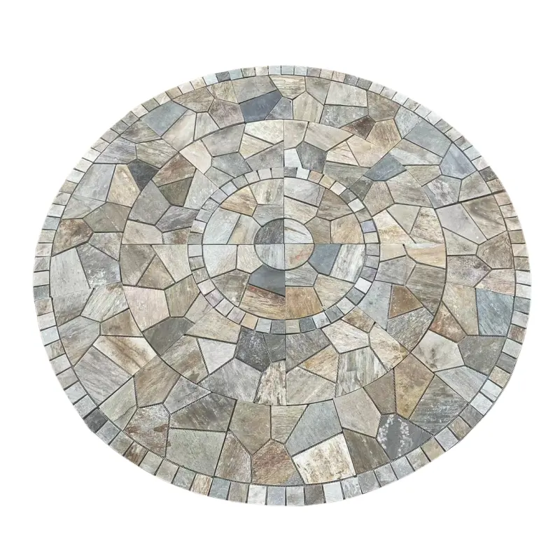 Medallón suelo mosaico piedra beige natural