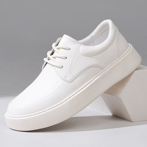 Sneakers en cuir blanc pour homme sur mesure, fabricant OEM, chaussures décontractées minimalistes, fournisseur de cuir de vache - Product Image 3