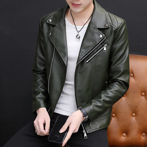 Youth Personalized Short Leather <strong>Jacket</strong> for Men's Korean Version <strong>Slim</strong> <strong>Fitting</strong> Plush Motorcycle PU Leather <strong>Jacket</strong> Trend <strong>Jacket</strong> - Product Image 4