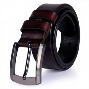 Best Selling Unisex Vintage Fancy Cow Hide Genuine Leather <b>Silver</b> Buckle Eco-Friendly High Strength Waterproof Square Belt - Product Image 3