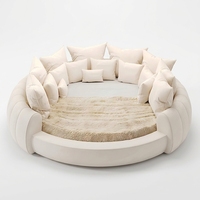 Lit de rangement Willsoon personnalisé en cuir italien rembourré avec matelas et oreillers, lit circulaire enveloppant, fabricant d'origine
