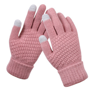 Gants d'hiver Jacquard pour femmes à écran tactile Mitaines en <span class=keywords><strong>laine</strong></span> tricotées extensibles chaudes pour l'extérieur - Product Image 1