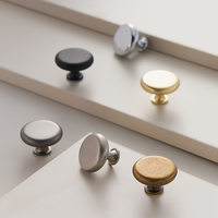Poignées de meuble en aluminium massif, forme champignon, finition noir mat ou or brossé, à trou unique, pour tiroirs, style moderne, chambre et salle de bain, vente en gros