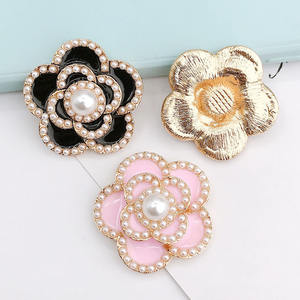 Aksesoris Bunga Mutiara dari Paduan Seng yang Trendy, Bahan Hiasan Casing Ponsel DIY Camellia Berlapis Enamel Grosir - Product Image 3