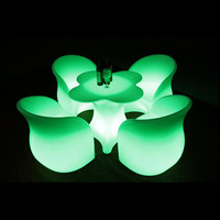 Ensemble de meubles de Bar colorés, fauteuil en polyéthylène, table et chaise de Bar à Led