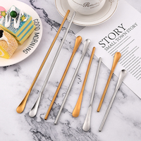 Offre Spéciale 304 acier inoxydable mélange cuillère à remuer créatif Long manche épaissir petite cuillère à miel Dessert café cuillères à glace
