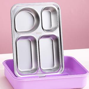 Juego de fiambrera de acero inoxidable de dibujos animados modernos, contenedor de comida de 4 compartimentos, <span class=keywords><strong>regalo</strong></span> escolar para niños - Product Image 5