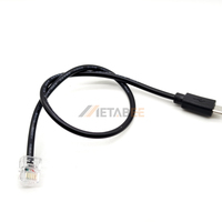 Cable de datos serie modular 6P6C RJ12 macho a Micro USB tipo B de 5 pines, arnés de cable flexible de 300 mm para terminal POS y almacenamiento de energía