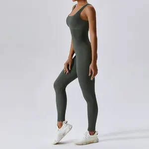 Phụ Nữ Của Yoga Gân Rompers Không Tay Tập Thể Dục Bodysuit Phụ Nữ Tập Thể Dục Một Mảnh Yoga Áo Liền Quần