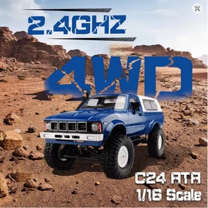 Camion RC tout-terrain WPL C-24 C-24K 1/16 2.4G 4WD avec éclairage avant, prêt à rouler (RTR), véhicule télécommandé DIY, câble USB - Product Image 2