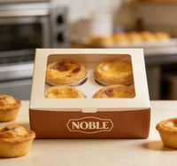 Boîte à tartelettes NOBLE personnalisée gaufrée, réutilisable, imperméable, impression quadricolore, pour 2 à 6 pièces, emballage alimentaire pour pâtisserie