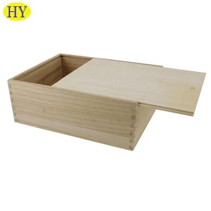 Boîtes de rangement pour artisanat Boîte cadeau personnalisée Boîte d'emballage en bois non finie avec couvercle coulissant Caisse en bois pour bouteilles de whisky HY en bois