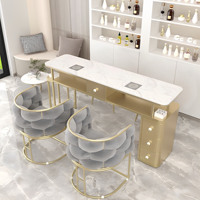 Table de manucure en bois massif de luxe, multifonctionnelle, pour salon de beauté, table simple ou double et ensemble de chaises