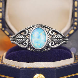 T0948 Women's 925 Sterling <b>Silver</b> <b>Opal</b> <b>Ring</b> Feather Design Antique <b>Silver</b> Plated Bezel Setting Gift Jewelry - Product Image 3