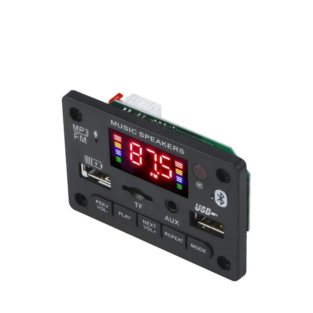 12V com amplificador de potência 2*3W MP3 decodificação board, tela colorida, gravação e chamada, lossless motherboard Bluetooth