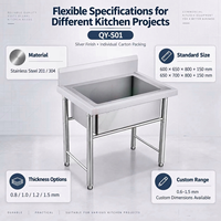 Évier commercial modulaire robuste en kit, évier double bac en acier inoxydable détachable et personnalisable pour la transformation alimentaire
