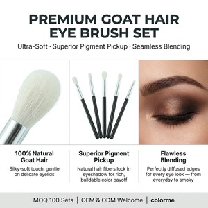 Set de 6 Brochas de Maquillaje de Pelo de Cabra Natural para Ojos, para Difuminar, Sombrear y Detallar, Venta al por Mayor OEM ODM - Product Image 5