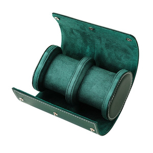 High Quality Pu Leather 3 <strong>Pockets</strong> Green <strong>Box</strong> Luxury Velvet Single Men's <strong>Watch</strong> <strong>Box</strong> with Custom Logo