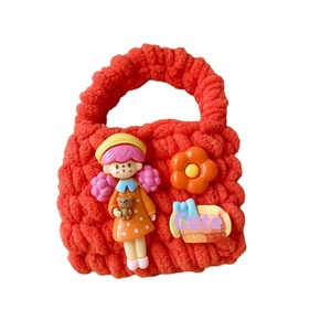 Sac pour écouteurs Popcorn Girl inspiré de l'art déco fait à la main au crochet Ins Niche Design Creative Couple Wallet - Product Image 1