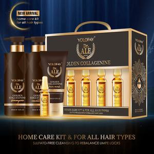Etiqueta privada Golden Collagenine Luxury Set Hidratante Reparación Champú para el cabello Acondicionador y máscara Kit de cuidado del hogar - Product Image 1
