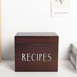 Boîte à recettes en bois, boîte de rangement rectangulaire gravée pour la cuisine - Product Image 2