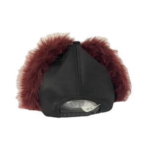 หมวกเบสบอลหนัง PU 6แผงสไตล์วินเทจหมวกปิดหูปักด้วยมือพร้อมขนลักษณะเนื้อผ้าทั่วไป - Product Image 4