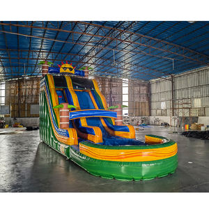 Toboggan aquatique gonflable tropical géant avec piscine, <span class=keywords><strong>palmier</strong></span> 3D, château gonflable pour enfants, toboggan extérieur pour événements - Product Image 3