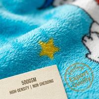 Manta de Franela Estampada al por Mayor, Diseño Fantasía Arcoíris Azul, Certificación FAMA, Suministro para Minoristas, MOQ 1000