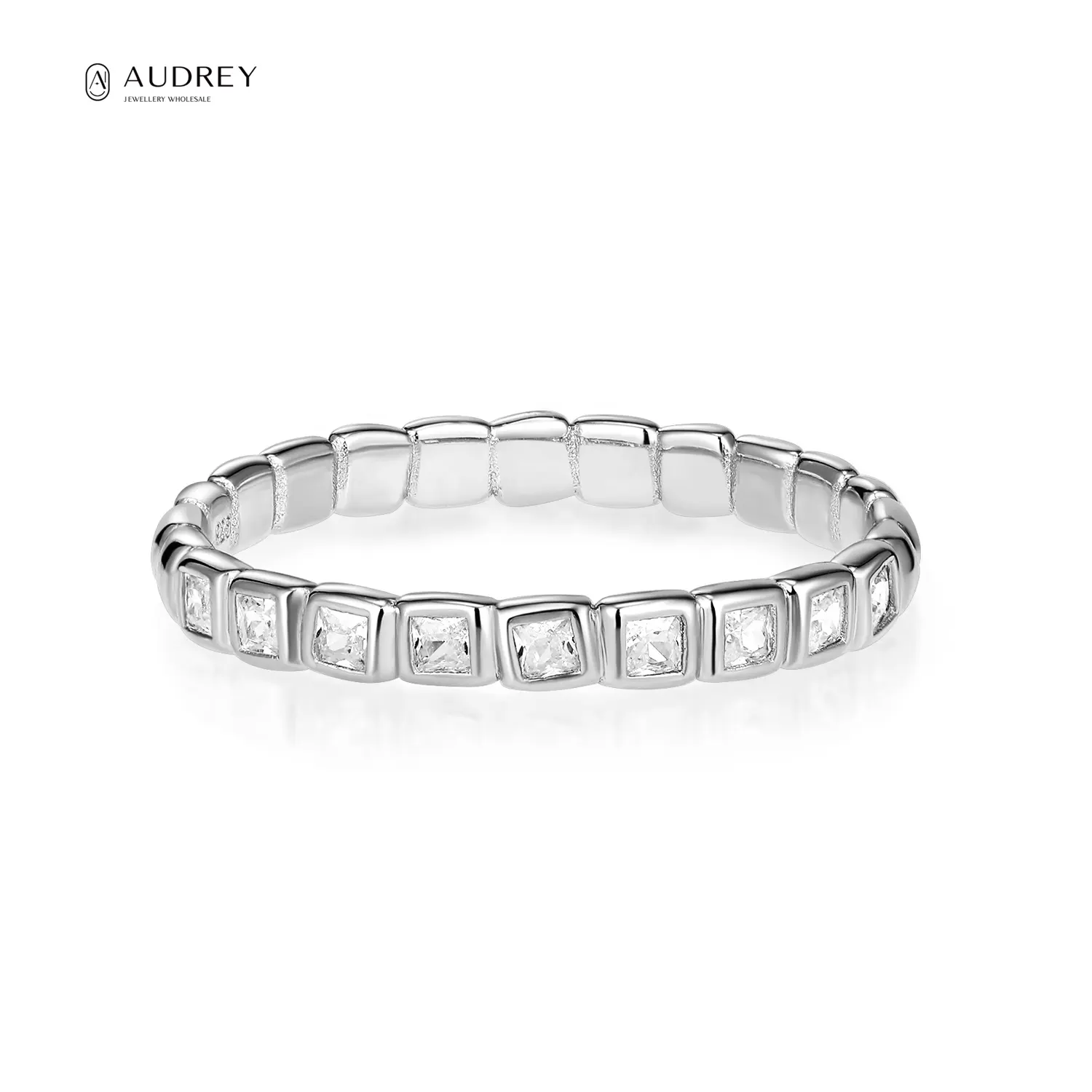 Audrey Geometric Stonehenge Zircon Ring Silver Sterling S925 Plated White Gold Cubic Zirconia Rings Jewelry For Men Woman