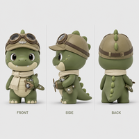 Figurine d'action en PVC personnalisée, style aviateur dinosaure chibi, peinte à la main, modèle de jouet artistique de collection, boîte mystère, pas en stock