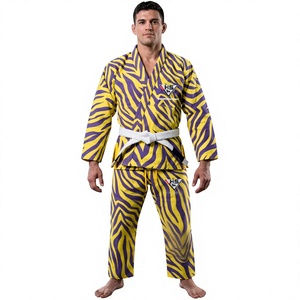 H.<b>S</b> Wrestling Gi <b>Men's</b> Adults Yellow Purple Zebra Print Loose Fit Polyester Breathable Quick Dry Front Logo Sports Apparel - Product Image 1